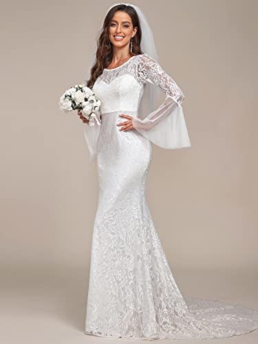 Ever-Pretty Women Sweetheart Illusion Neckline Lace Applique Bodycon Mermaid Wedding Dress 90354