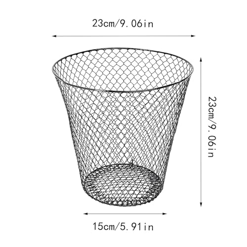 Wire Mesh Round Waste Basket, 9 inch Wide Trash Can Wire Basket, Lightweight Mesh Trash Can Open Top Wastebasket Recycling Bins Desk Office School Garbage Cans Home Office Essential (1PC-Black)