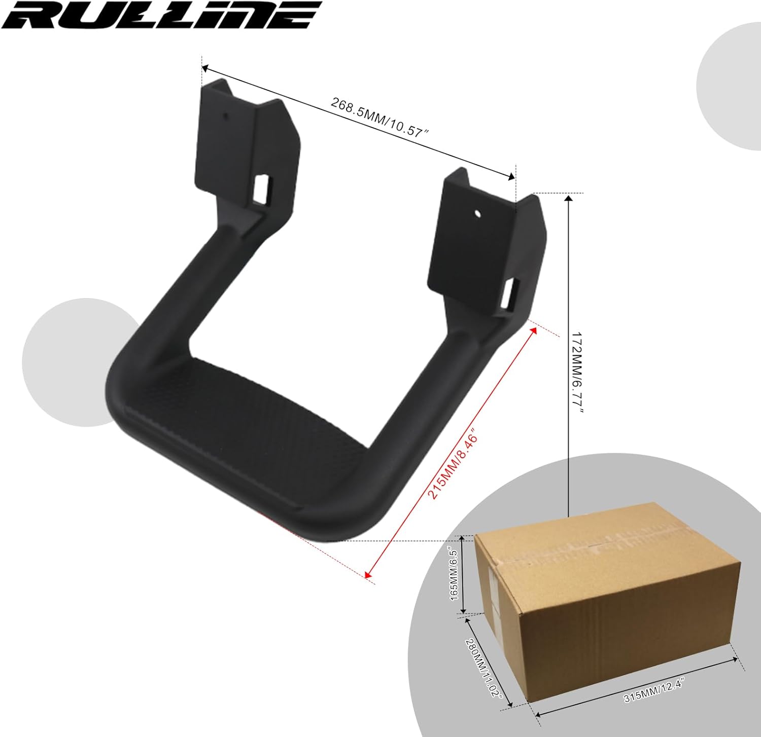 RULLINE Black Powder Coated Truck Side Step Set - 2 Pieces (1 Pair) with Mounting Brackets - Compatible with Chevy (Chevrolet), Ford, Toyota, GMC, Dodge RAM, and Jeep Trucks