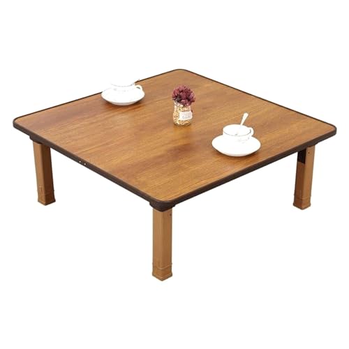 Wooden Folding Coffee Table, Adjustable Foldable Laptop Low Table, for Sitting On The Floor, Bed, Bay Window,80cm (80cm)