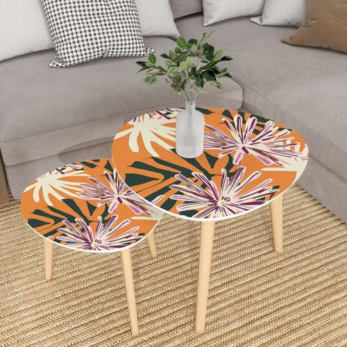 Small Coffee Nesting Table Damask seamless pattern classical luxury old fashioned damask ornament Triangle End Table Center Table Set of 2 Modern Side Table for Living Room Bedroom Balcony