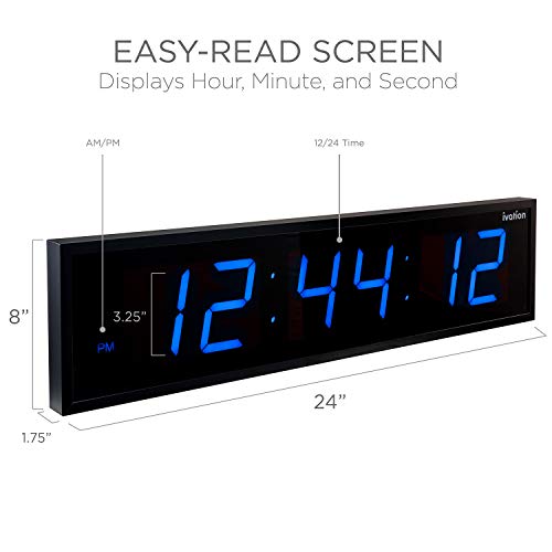 Ivation Huge Large Big Oversized Digital LED Clock - Shelf or Wall Mount (24 Inch - White)
