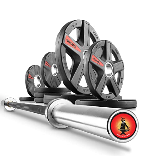 XMARK Olympic Weight Set | TEXAS STAR Weight Set Rubber-Coated Olympic Weight Set With XMARK BLACKSMITH Barbell Bar, Barbell Weight Set, Weights, Barbell