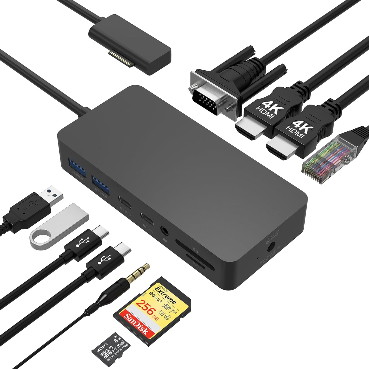 Microsoft Surface Dock with Triple Display 2 HDMI+VGA, Surface Pro Docking Station for Surface Pro 9/8/X/7/6/5/4/3, Surface Laptop 5/4/3/2/1, Surface Laptop Go 3/2/1, Surface Book 3/2/1