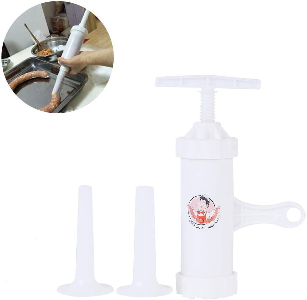 Food Grade Quality Manual Sausage Maker, Sausage Stuffer meat Filler Hand Operated Salami Maker(With 2 Funnel, 5/8