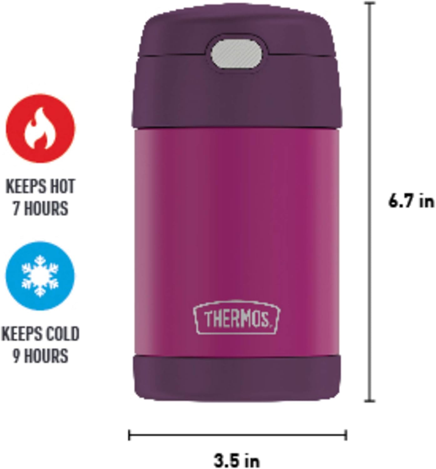 THERMOS FUNTAINER 16 Ounce Stainless Steel Food Jar, Red Violet