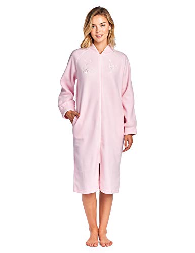 Casual Nights Women's Zip Up Front Long Fleece Robe House Dress
