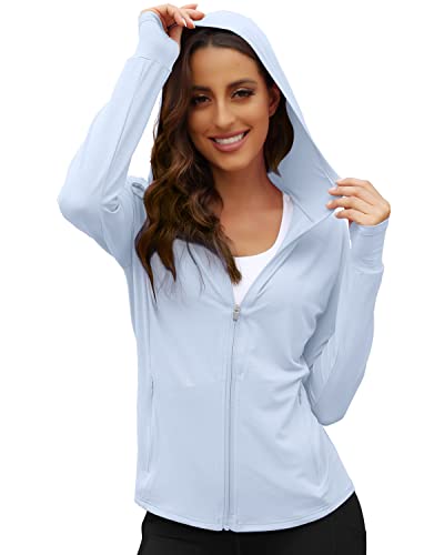 We1Fit Women's UPF 50+ Sun Protection Jacket Hoodie Sun Shirts Hiking Running Athletic Shirt