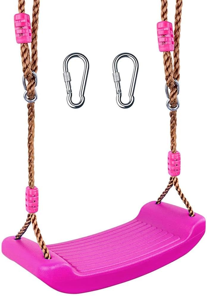 SereneLife Swing Seat for Kids - All Weather Outdoor U-Shaped Ninja Line Ready Hanging Durable Lightweight Non Slip Plastic with Adjustable Tree Straps and Locking Carabiner, Supports Up to 300 Lbs