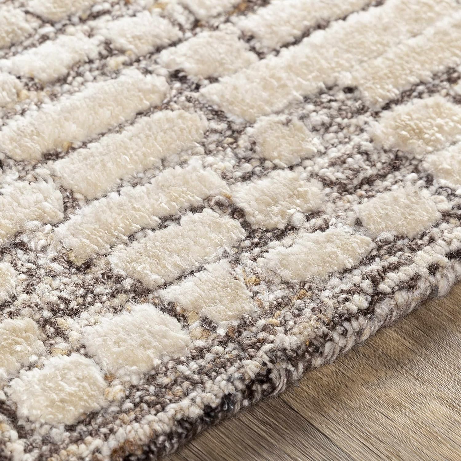 Hauteloom Olamon Living Room, Bedroom Area Rug - Bohemian/Global - High Pile - Brown, Beige - 5' x 7'6