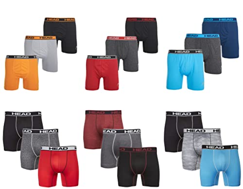 HEAD Mens Performance Boxer Briefs - 6-Pack Mystery Colors Stretch Underwear Breathable No Fly Up to Size 5X