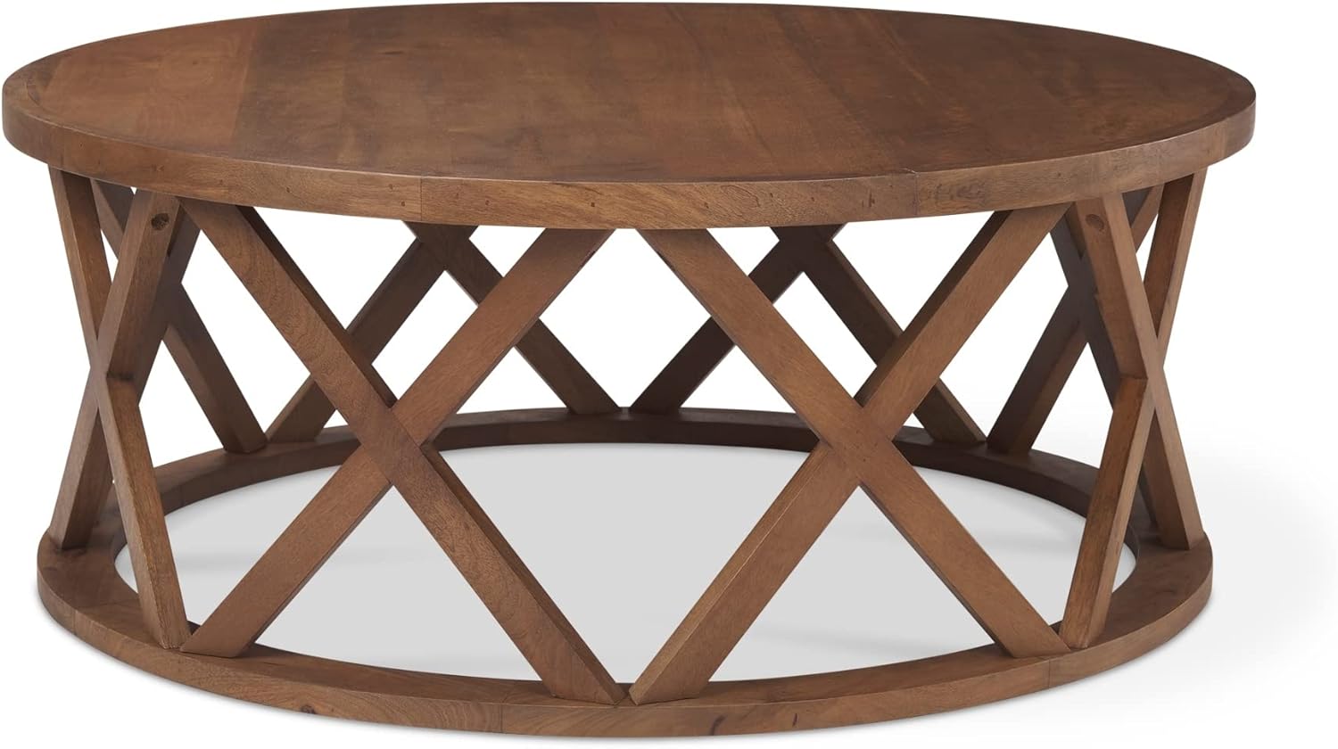 Medium Brown Solid Wood Round Coffee Table 48