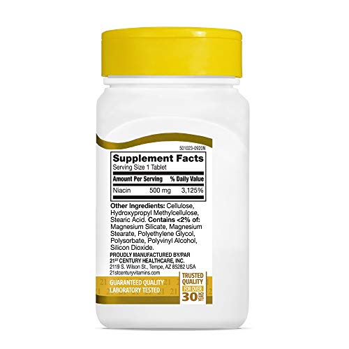 21st Century Niacin 500 mg Prolonged Release Tablets, 100 Count (27474)