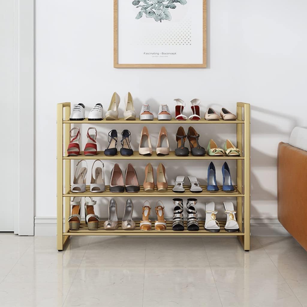 Fashion Shoe Rack 4 Tier Metal Shoe Racks Stable Free Standing Shoe Racks Entry Closet Shoe Shelf Large Capacity Shoe Storage Organizer Exquisite Beautiful (65 Cm/25.5 in White)
