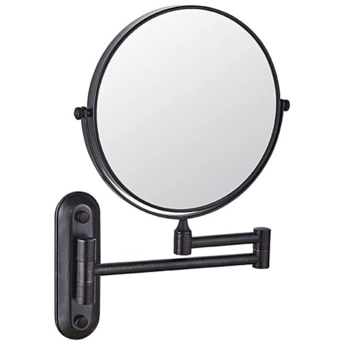 Wall Mounted Mirror, 3/5X Magnification + Normal Bathroom Shaving Mirror Double-Sided Magnifying Makeup Vanity Swivel Mirror, 8 Inch Extendable Arm, Chrome Finished(Nickel Brushed,1X/3X)