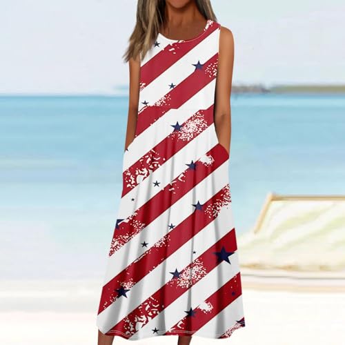 Summer Dresses for Women 2024 Vacation Midi Floral Sleeveless Beach Sundress Swimsuit Cover Ups Tank Tshirt Dress