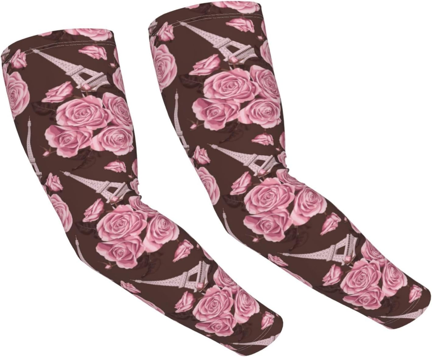 Cooling Arm Sleeves for Men Women Uv Protection - pink flower Tower Tattoo Sleeves to Cover Arms for Women Men, Farmers Defense Gardening Sleeves, Compression Sleeves for Women