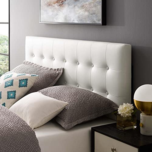 Modway Emily Tufted Button Faux Leather Upholstered Twin Headboard in Black