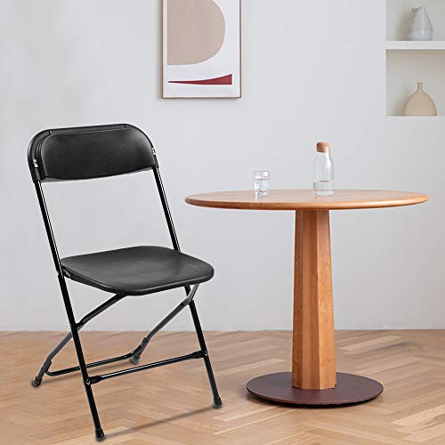 10 Pack Plastic Folding Chair, Indoor Outdoor Portable Stackable Commercial Seat with Steel Frame 350lb. Capacity for Events Office Wedding Party Picnic Kitchen Dining (White)