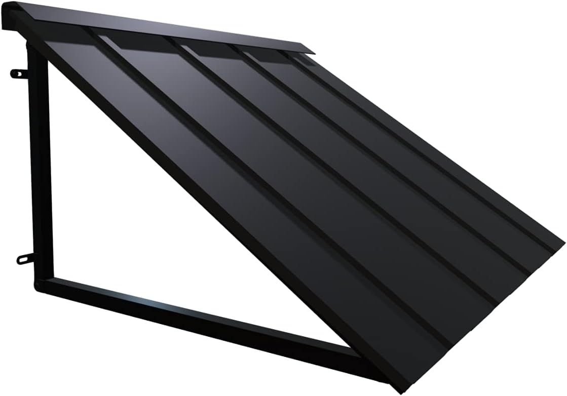 Awntech 6 ft. Houstonian Standing Seam Metal Door/Window Awning Fixed Outdoor Canopy 80 Inch W x 24 Inch Proj, Black
