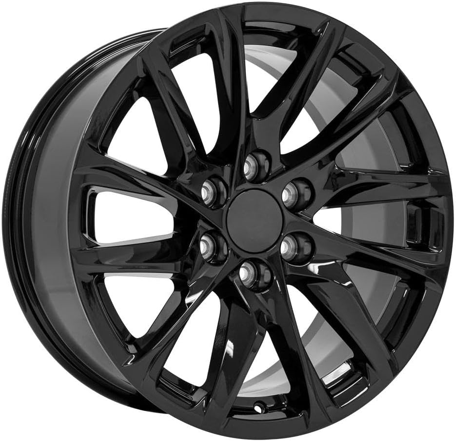 OE Wheels LLC 20 inch Rims Fits Escalade Chevy Silverado Tahoe Sierra Yukon CA91 20x9 Rim Gloss Black SET