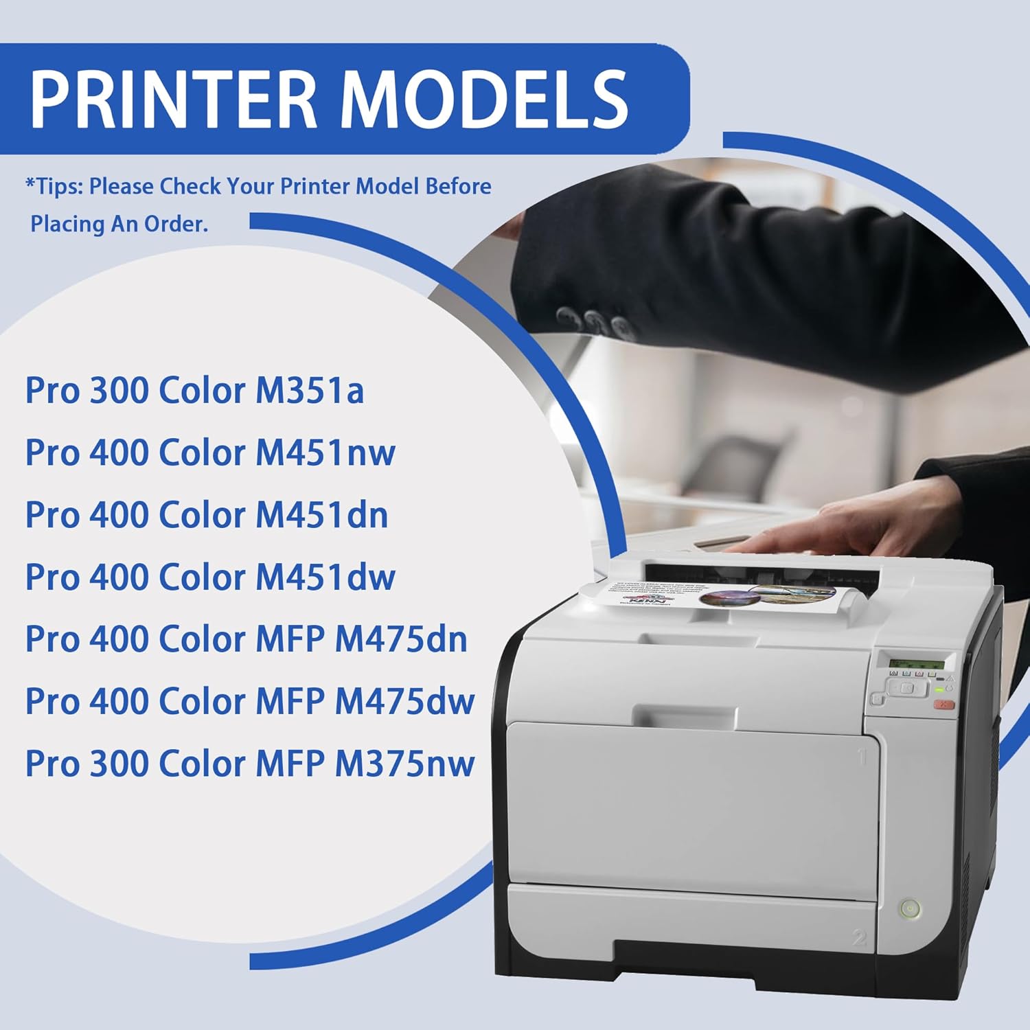 305A Toner Cartridges 4 Pack High Yield (with Chip) Compatible Replacement for HP 305A 305X for Color Laserjet Pro 400 Color M451dw M451dn M451nw MFP M475dw M475dn M375nw Printer Ink (BCMY, 4-Pack)