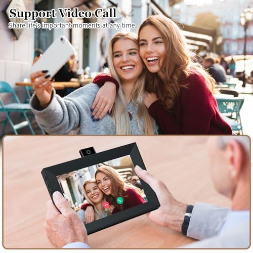 Digital Picture Frame 10.1 Inch WiFi Smart Digital Photo Frame, Electronic Picture Frame IPS HD Touchscreen with Black Wood Frame, Auto-Rotate Share Photos & Videos via AiMOR App Instantly