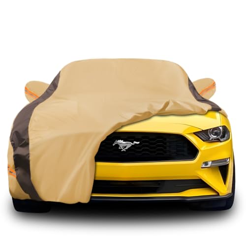 Car Cover Waterproof All Weather Compatible with Jeep Wrangler 2 Dr, Outdoor Anti-UV Sun Rain Protection Full Exterior Cover (Camel with Brown)