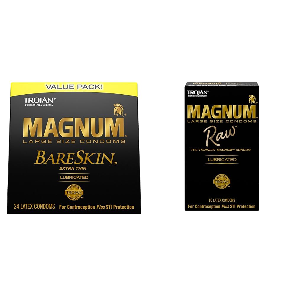 TROJAN Magnum BareSkin Premium Large 24 Count and MAGNUM RAW Large 10 Count Condoms