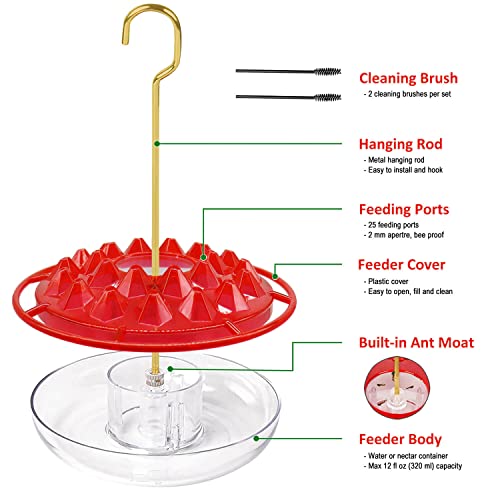 Hummingbird Feeders for Outdoors Hanging, Hummzinger Hummingbird Feeder, Bee-proof, Leak-proof, No Drip, Easy to Clean, with Cleaning Brushes (8-Port (1 Pack))