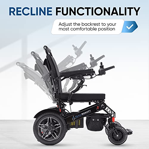 Fold and Travel Electric Wheelchairs for Adults Elderly Lightweight Power Wheel Chair Motorized (Blue, 17 Inches Seat Width)