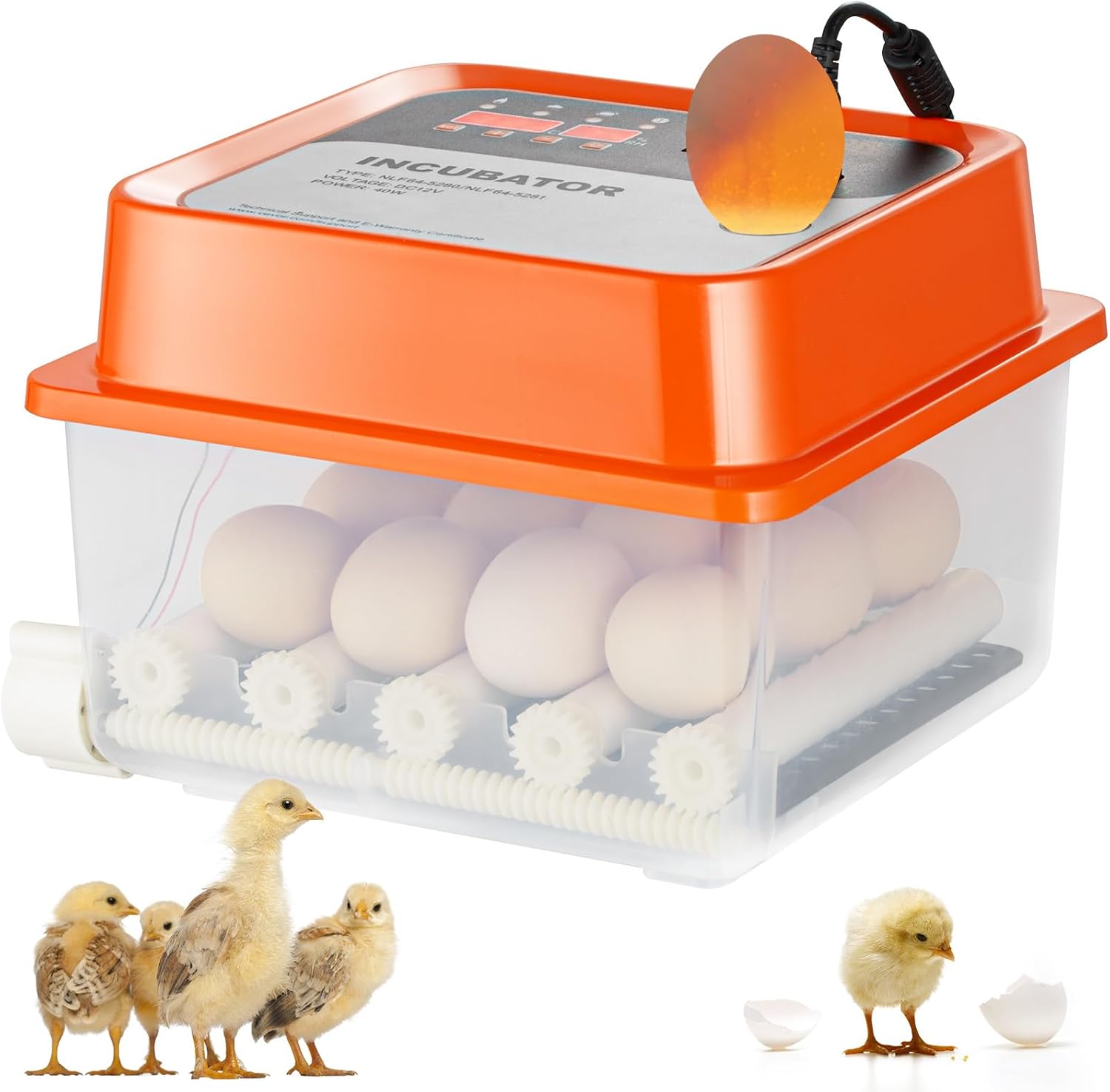 VEVOR 12 Egg Incubator, Incubators for Hatching Eggs, 360° Automatic Egg Turner with with Temperature and Humidity Display, 12 Eggs Poultry Hatcher with ABS Transparent Shell for Chicken, Duck, Quail