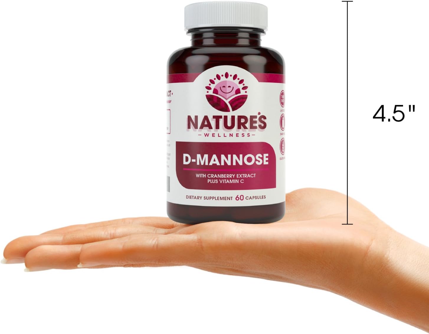 D MANNOSE with Cranberry Extract & Vitamin C - Urinary Tract UT Cleanse & Bladder Health - Protects Against Urinary Tract Infections UTI - Natural Healthy Flush & Detox Impurities | 60 Veg Capsule