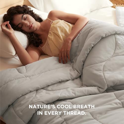 Bedsure Cooling Comforter King, Breathable Lyocell & Rayon Derived from Bamboo Blend, Natural Cool Comforter for Hot Sleeper, Soft & Moisture-Wicking