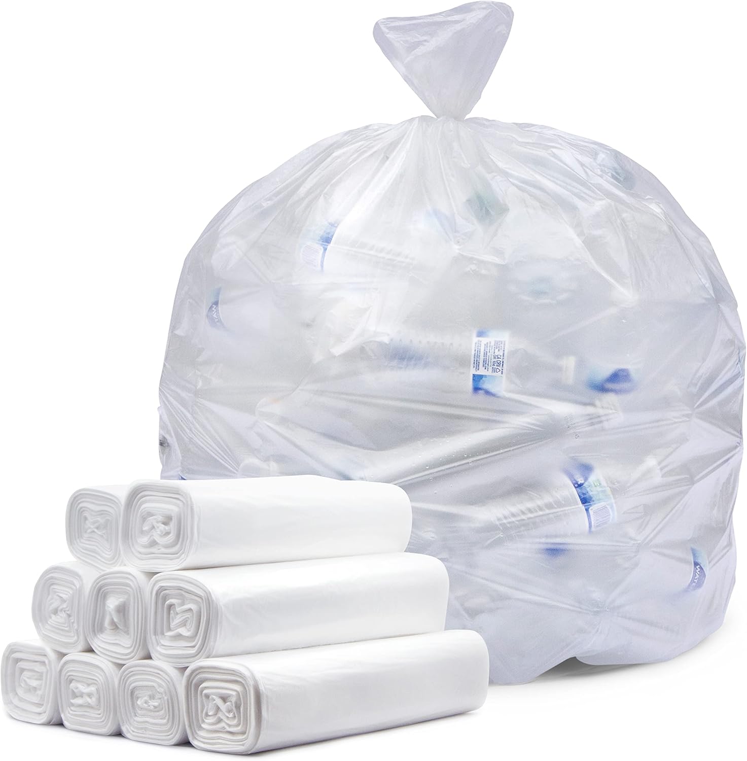 30-33 Gallon Clear Trash Bags, (250 Bags) Large Clear Plastic Recycling Garbage Bags