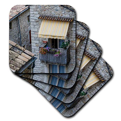 Set of 8 Ceramic Tile Coasters - Ardeche Castle, Vivier. Chateau de Vogue, France. Places