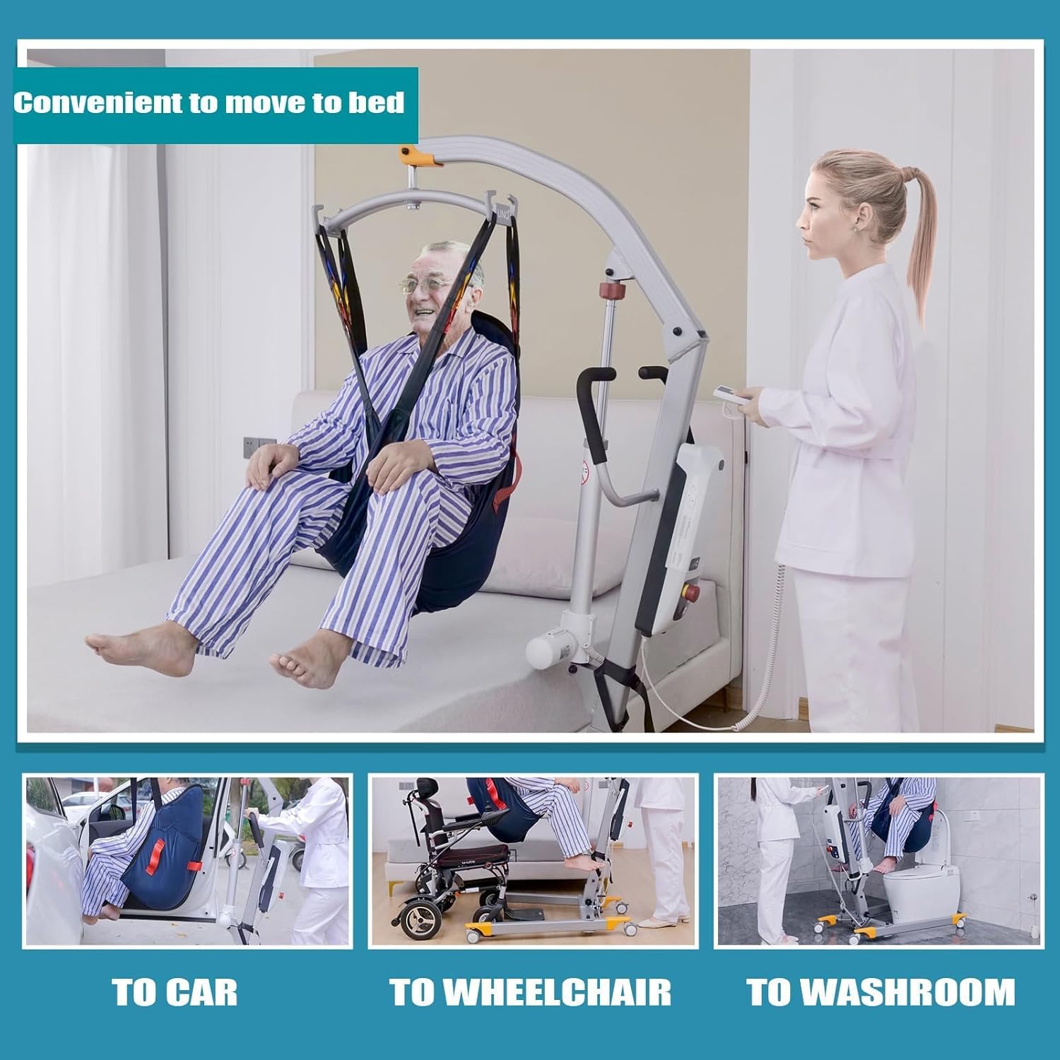 Electric Patient Lift - Premium Aluminum Folding Electric Hoyer-Lift for Home, Efficient 500lbs Electric Body Transfer Lifter for Car with Robust MOTECK Motor