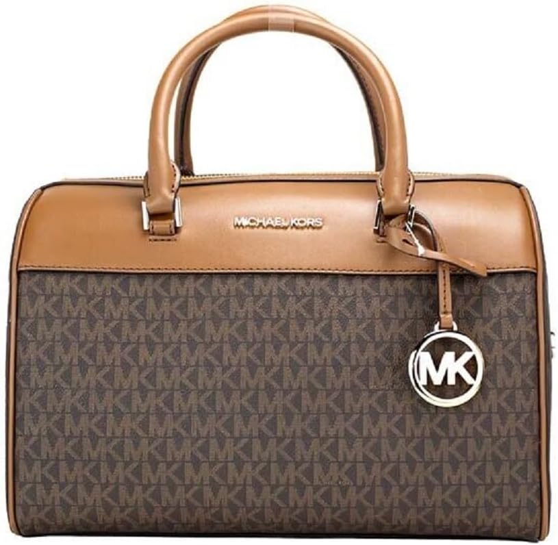 Michael Kors Travel Medium Signature PVC Duffle Crossbody Handbag Brown