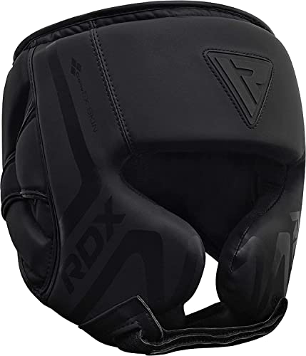 RDX Boxing Headgear Sparring Grappling, Maya Hide Leather, Head Gear for MMA Muay Thai Kickboxing Training, Multi Layered Padding, Taekwondo Martial Arts BJJ Wrestling Karate, Black
