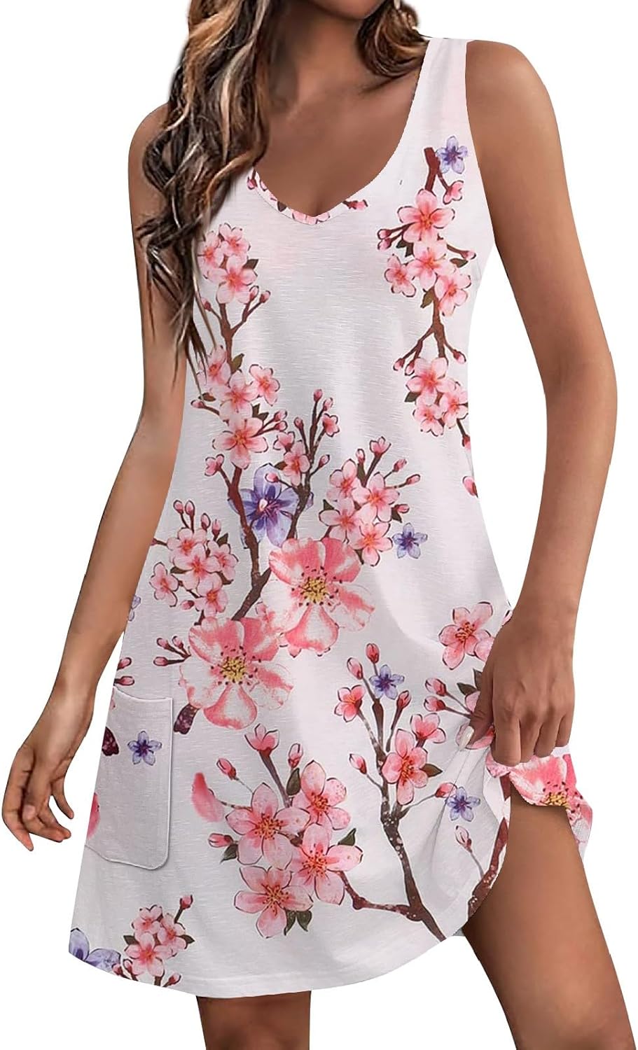 Athletic Dress Loose Summer Wedding Guest Dress Summer Wedding Guest Dress Summer Beach Cover Ups Sleeveless Mini Sun Dresses Womens Casual Fitted Tank Dresses with Pocket(2-Watermelon Red,XX-Large)