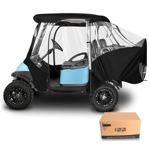 10L0L Golf Cart Heavy Duty Rain Cover 4 Passenger Full Protection Enclosure Cover for Club Car Precedent,Waterproof Solid Golf Cart Cover(Short Roof/Long Roof)