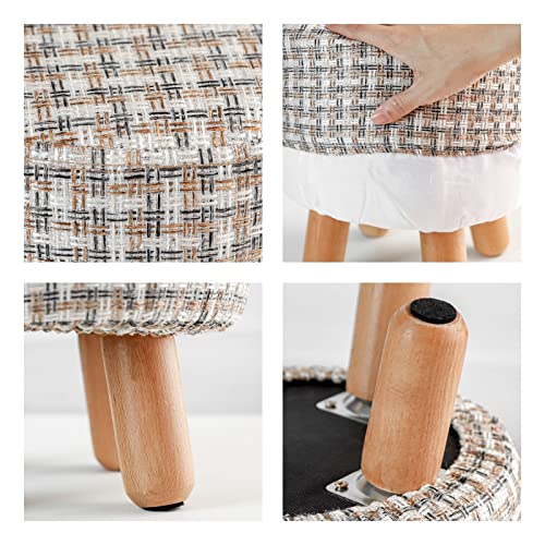 H&B Luxuries Fabric Round Padded Ottoman Foot Rest Stool