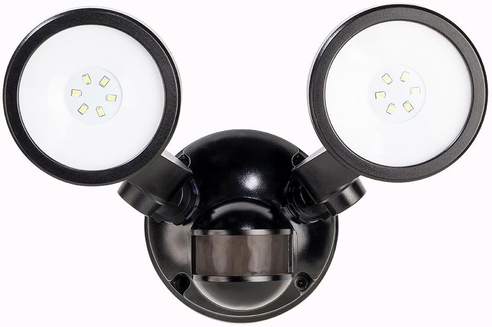 Defiant 180 Degree Black Motion Activated Outdoor Integrated LED Twin Head Flood Light