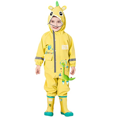 Fewlby Kids Toddler Boys Girls Rain Suit Waterproof One Piece Coverall S-XL Size 1-6 Years