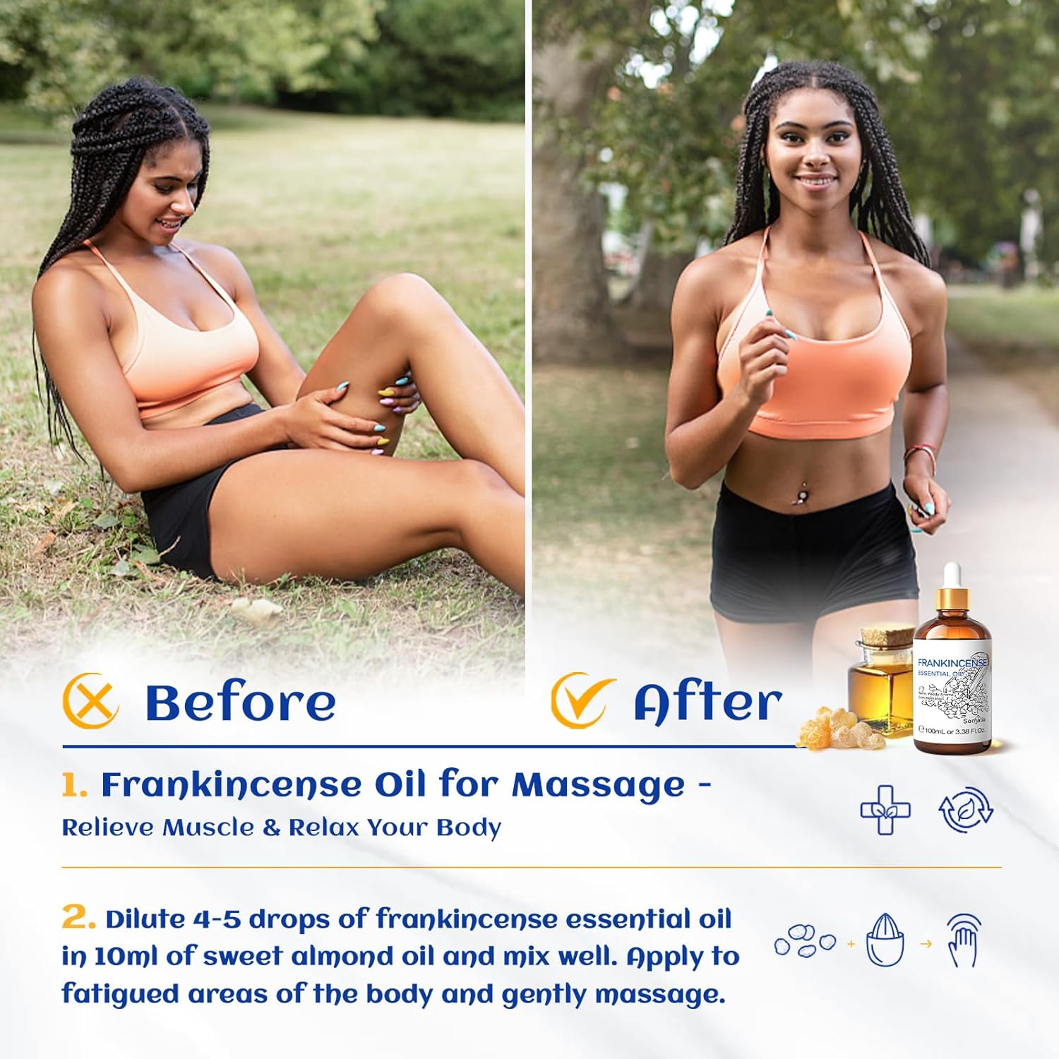 HIQILI Frankincense Essential Oil and Castor Oil, 100% Pure Natural for Diffuser - 3.38 Fl Oz