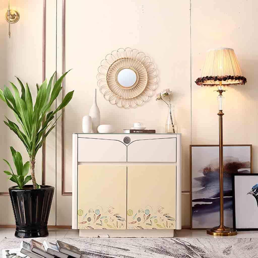 Mirror，Bathroom，Wall-Mounted，Makeup Mirror，Dressing Table，Round Vanity Rattan Craft Portable Nordic Makeup Creative Sun Flower Shape Home Decorative