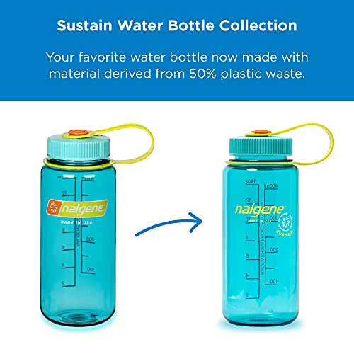 Nalgene Sustain Tritan BPA-Free Water Bottle Made with Material Derived from 50% Plastic Waste, 16 OZ, Wide Mouth