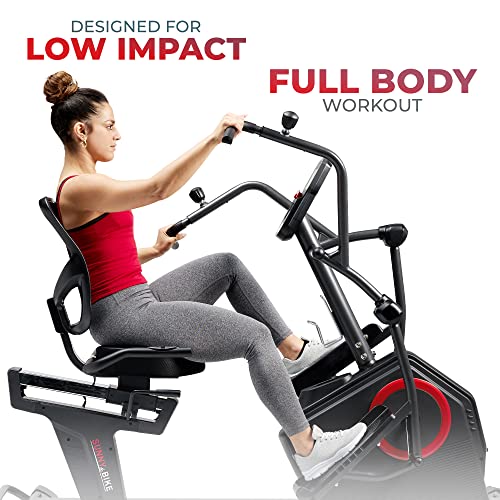 Sunny Health & Fitness Elite Recumbent Cross Trainer & Elliptical Machine with Arm Exercisers, Easy Adjust Seat, with Exclusive SunnyFit® App Enhanced Connectivity