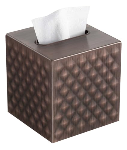 Livelab Metal Tissue Box Cover, Square Tissue Box Holder Modern Decor Facial Napkin Holder Tissue Box Dispenser for Bathroom Vanity Countertop, Living Room, Bedroom, Office (Black)