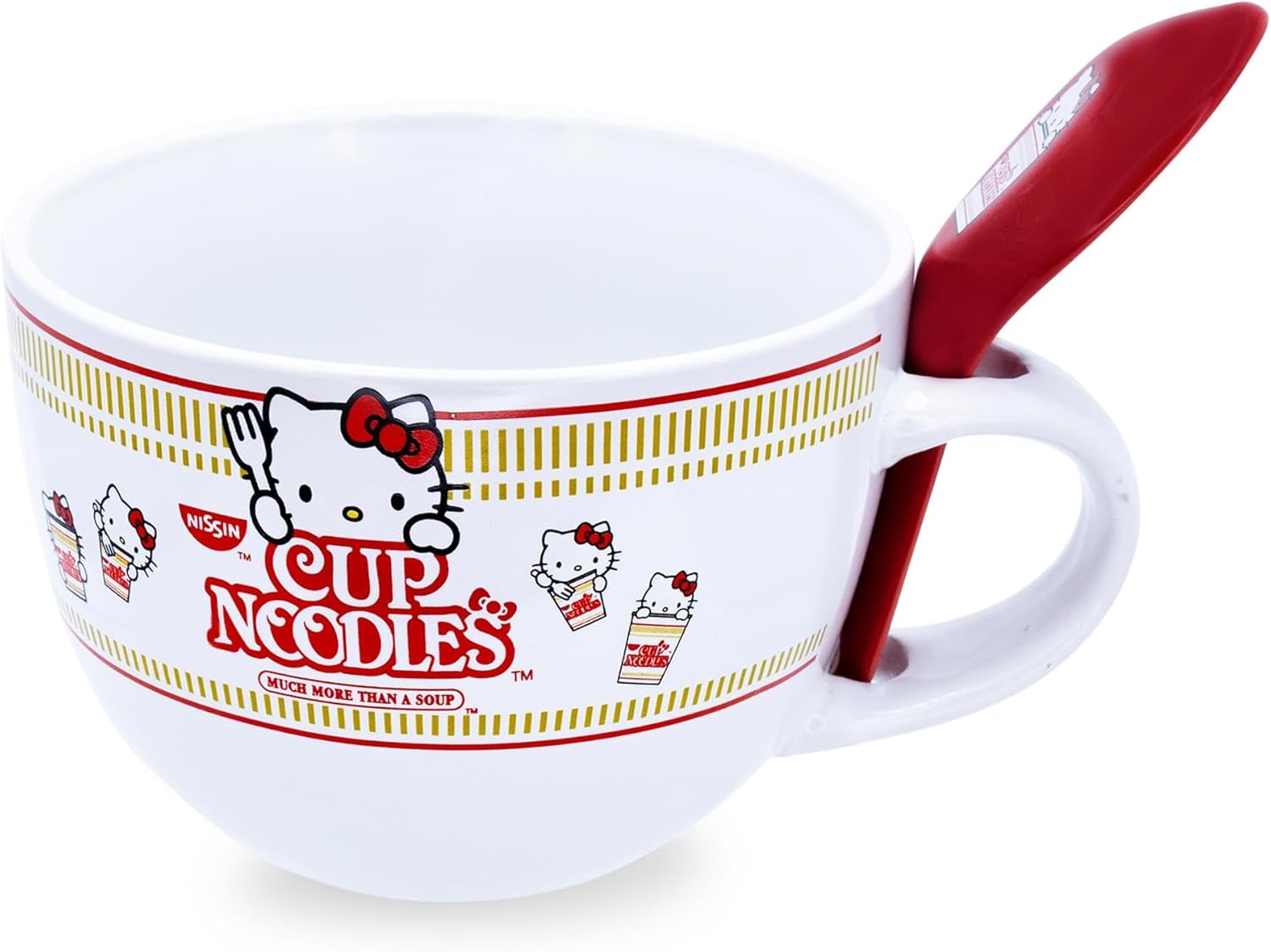 Silver Buffalo Hello Kitty Original More Than Soup Boxed Ceramic Soup Mug with Spoon, 24 Ounces